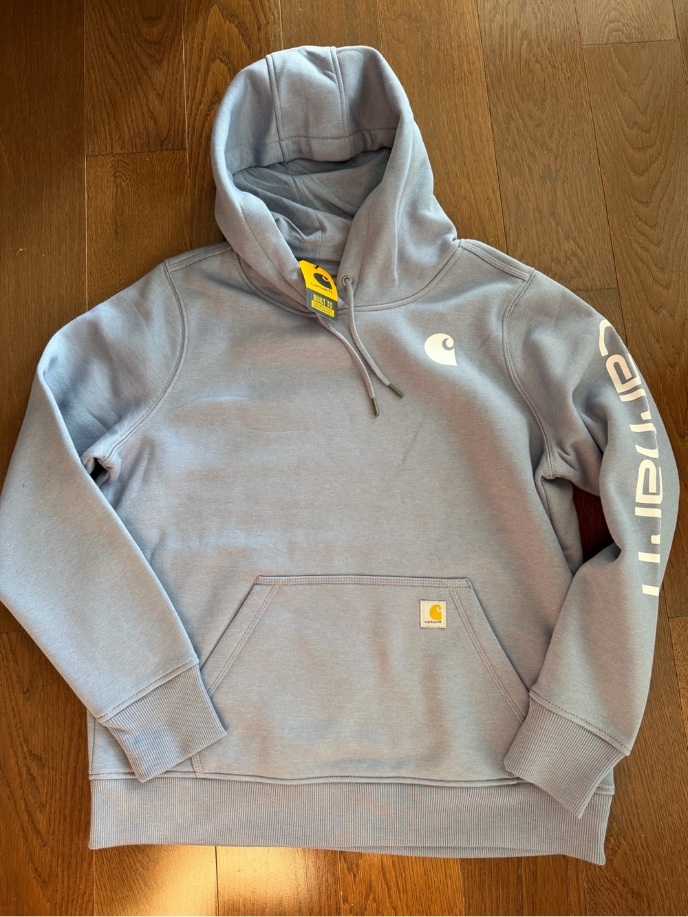 NWT Carhartt women’s Relaxed Fit light blue Graphic Hoodie size large